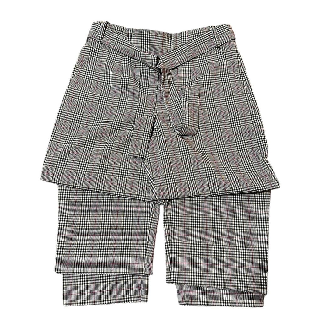 1. State Plaid Paper-bag Pants with Matching Tie Belt
